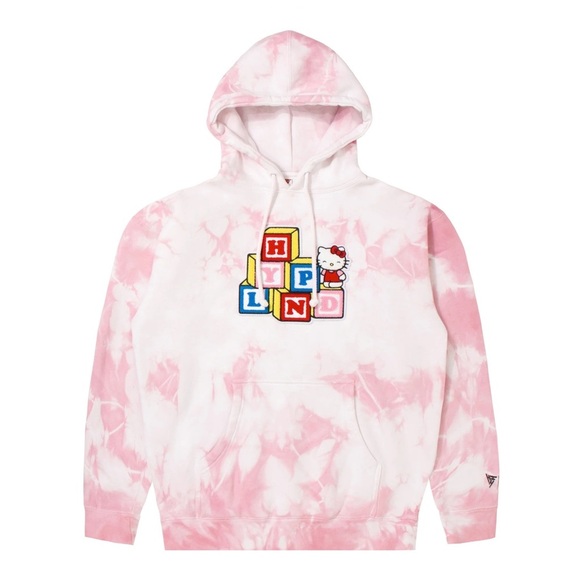 Hypeland HELLO KITTY BLOCKS CHENILLE HOODIE tie dye size small sweatshirt - Picture 1 of 4